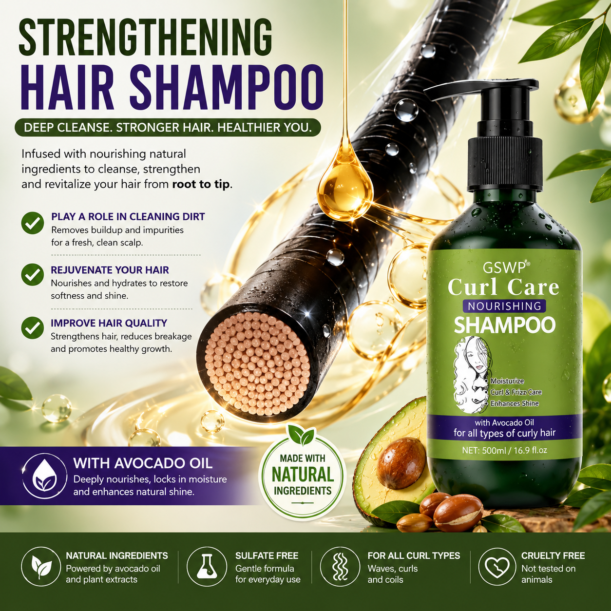 Curly Hair Care Shampoo and Conditioner Set